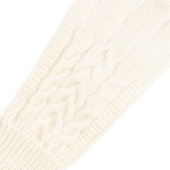 Womens Cable Knit Acrylic Gloves Touchscreen Warm Grip Stylish Ivory